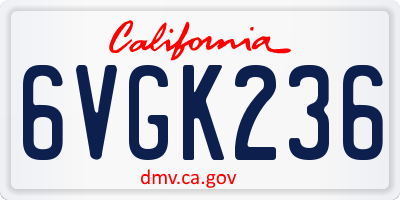 CA license plate 6VGK236