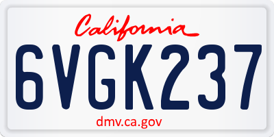 CA license plate 6VGK237