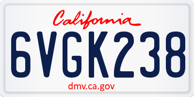 CA license plate 6VGK238