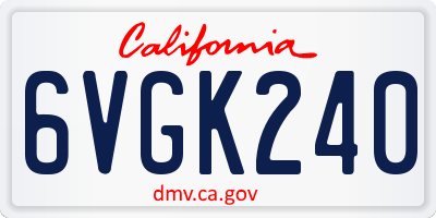 CA license plate 6VGK240