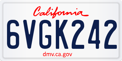 CA license plate 6VGK242