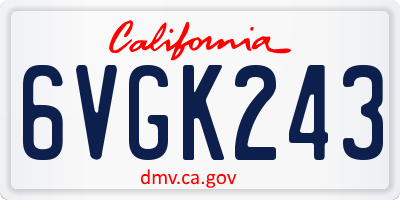 CA license plate 6VGK243