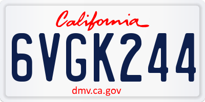 CA license plate 6VGK244