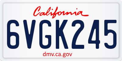 CA license plate 6VGK245