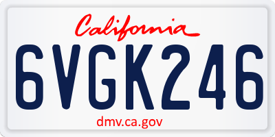 CA license plate 6VGK246