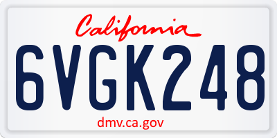 CA license plate 6VGK248