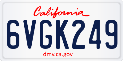 CA license plate 6VGK249