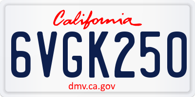 CA license plate 6VGK250