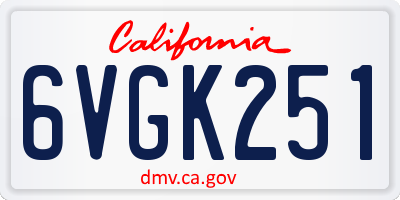 CA license plate 6VGK251