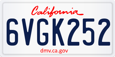 CA license plate 6VGK252