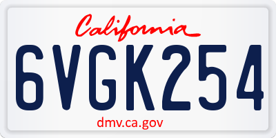 CA license plate 6VGK254