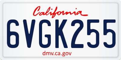CA license plate 6VGK255