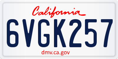 CA license plate 6VGK257