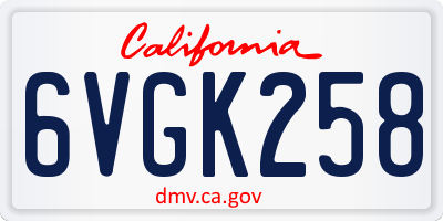 CA license plate 6VGK258