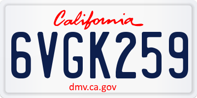 CA license plate 6VGK259