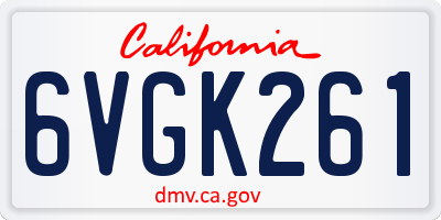 CA license plate 6VGK261