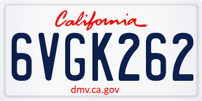CA license plate 6VGK262