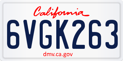 CA license plate 6VGK263