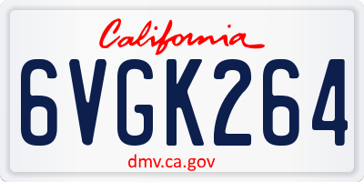 CA license plate 6VGK264
