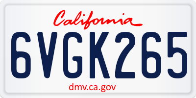 CA license plate 6VGK265