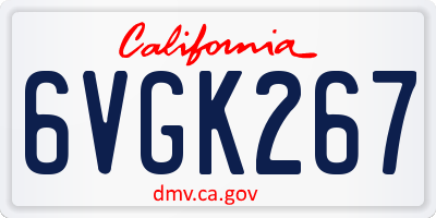 CA license plate 6VGK267