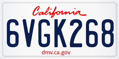 CA license plate 6VGK268