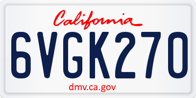 CA license plate 6VGK270