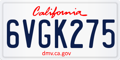 CA license plate 6VGK275
