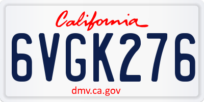 CA license plate 6VGK276