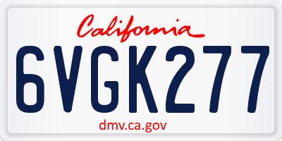 CA license plate 6VGK277