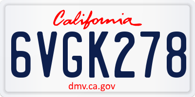 CA license plate 6VGK278