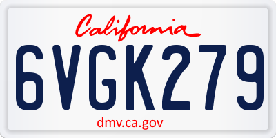 CA license plate 6VGK279