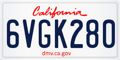 CA license plate 6VGK280