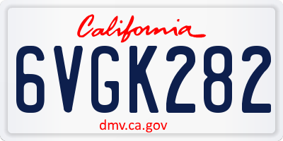 CA license plate 6VGK282