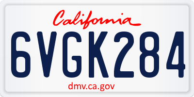 CA license plate 6VGK284