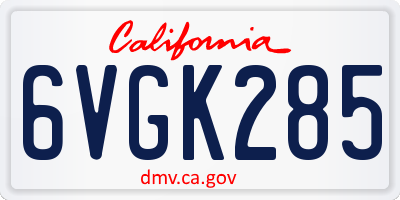 CA license plate 6VGK285