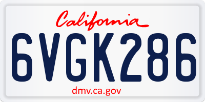CA license plate 6VGK286