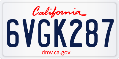 CA license plate 6VGK287