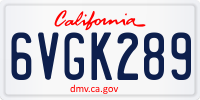 CA license plate 6VGK289
