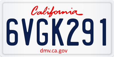 CA license plate 6VGK291