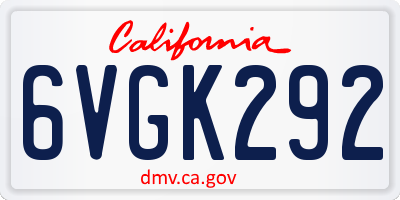 CA license plate 6VGK292