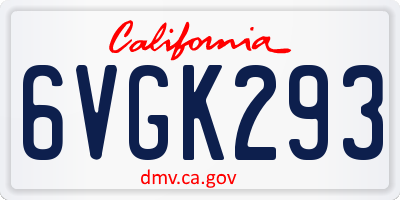 CA license plate 6VGK293