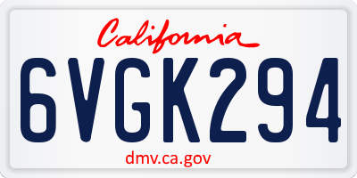 CA license plate 6VGK294