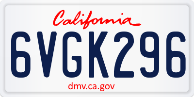 CA license plate 6VGK296