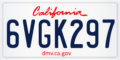 CA license plate 6VGK297