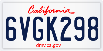 CA license plate 6VGK298