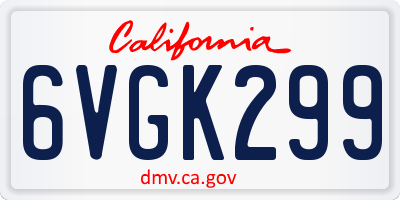 CA license plate 6VGK299