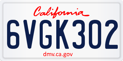 CA license plate 6VGK302