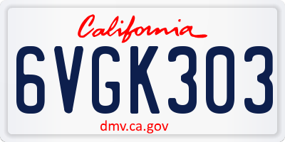 CA license plate 6VGK303