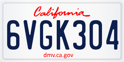 CA license plate 6VGK304